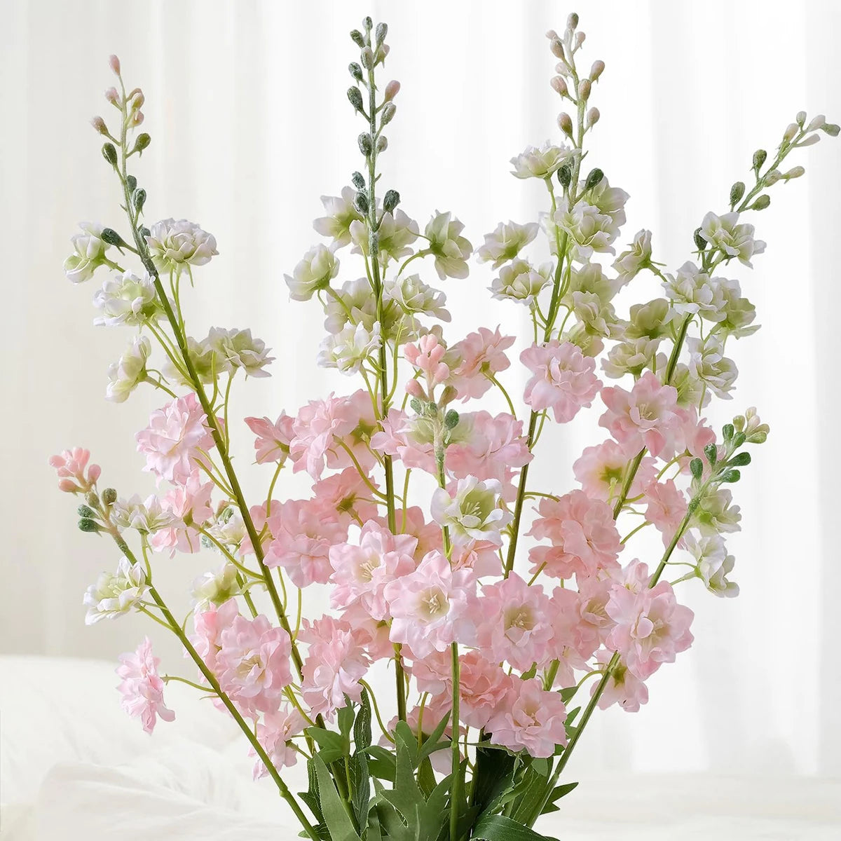 YeeNanee 32" Long Delphinium Artificial Flowers White Larkspur Silk Flowers Bulk for Tall Vase Wedding Arrangements Home Decor