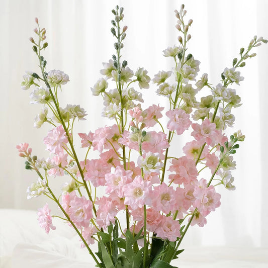 YeeNanee 32" Long Delphinium Artificial Flowers White Larkspur Silk Flowers Bulk for Tall Vase Wedding Arrangements Home Decor