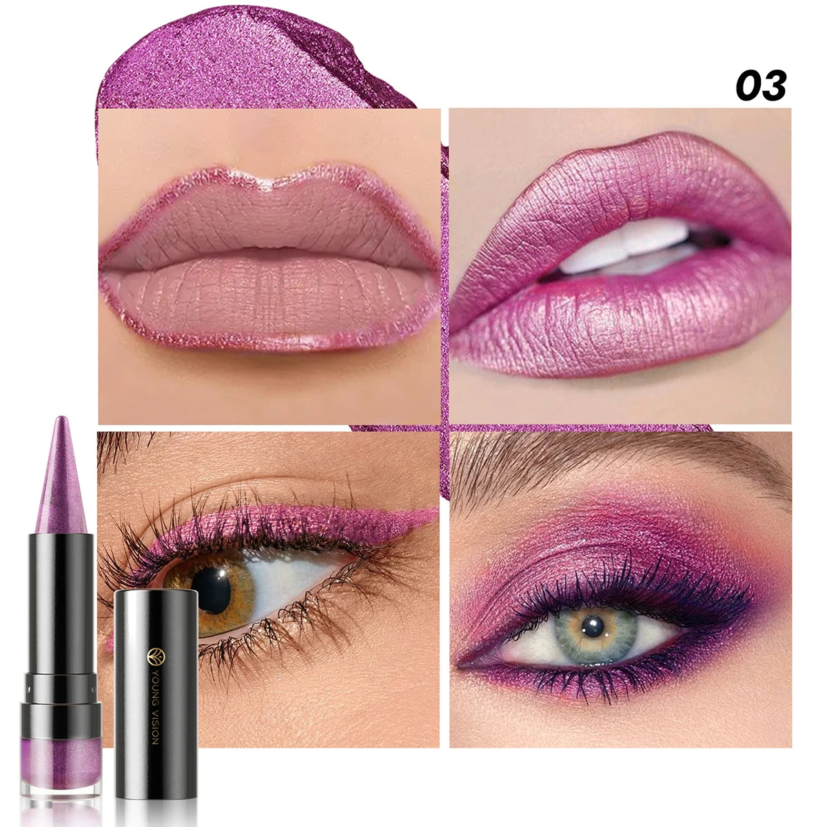 YOUNG VISION Six-Shade Matte Pearl Shimmer Dual-Effect Lipstick Waterproof, Non-Transfer Lipstick Cosmetics