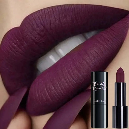 Halloween Dark Night Lipstick Waterproof and Long-lasting Black Dark Purple Matte Lipstick Makeup Lip Cosmetics