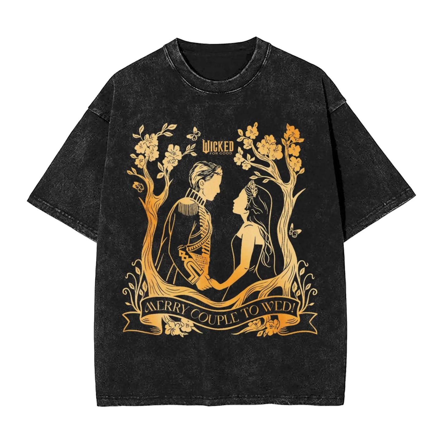 Wicked The Musical Glinda Elphaba For Good T Shirt Washed Short Sleeve T-Shirt Vintage Men Women Streetwear Graphic Printed Tees