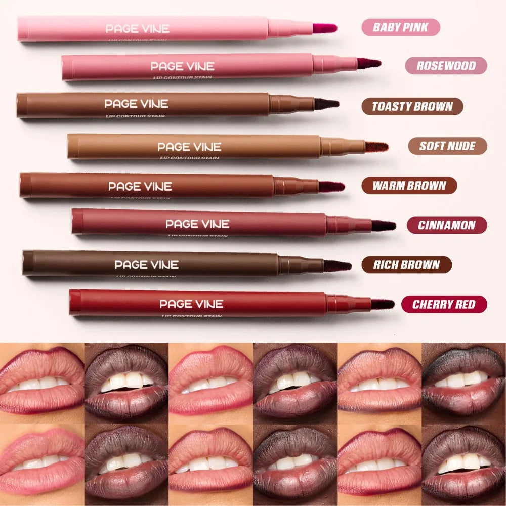 Waterproof Matte Lipliner Pencil Red Contour Tint Lipstick Long Lasting Non-stick Cup Moisturising Lips Makeup 8 Colors Velvet