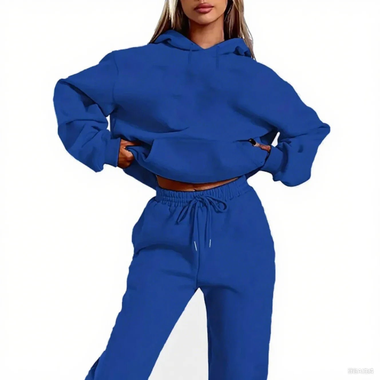 Winter Tracksuit Women Two Piece Set - Oversized Hoodie Sweatpants Solid Color Sportswear Suit |Casual Sweatshirt Trouser Set
