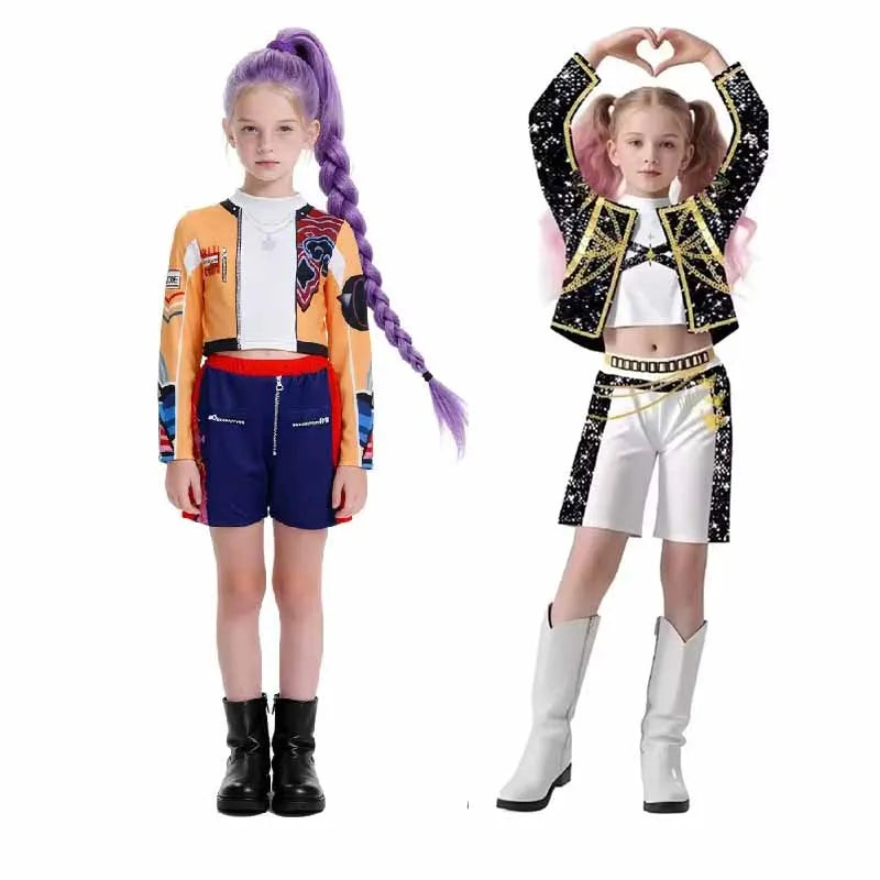 Girls Cartoon Cosplay Sets Fashion Girls Movie Role-playing Costume Outfits K-Pop Stage Performance Clothing Suits 3-12 Years