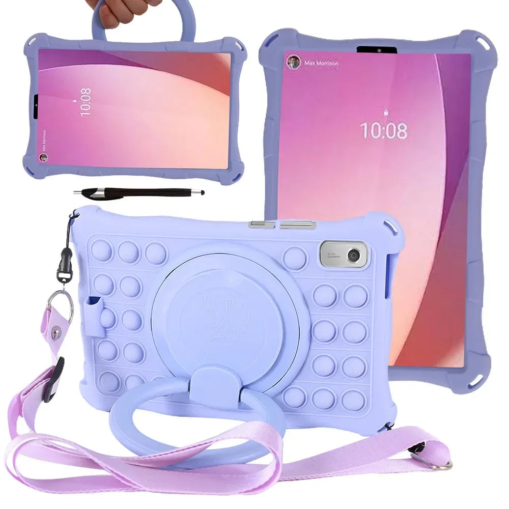 For Lenovo Tab M9 TB-310FU 9 inch Protective Bubble Silicone Kids Stand Tablet Cover For Lenovo M9 2023 With shoulder Strap Pen
