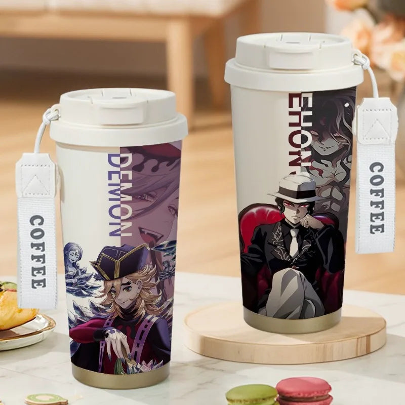 Demon Slayer Kamado Tanjirou Nezuko Agatsuma Zenitsu Anime Pattern Stainless Steel Thermos Mug Idea Leakproof Straw Cup Gift