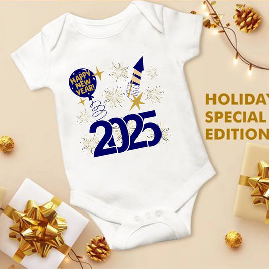 Baby Bodysuit Hello 2025 Inant Romper New Year Baby Gift Toddler Short Sleeve Jumpsuit Boys Girls Clothes Newbron Shower Present