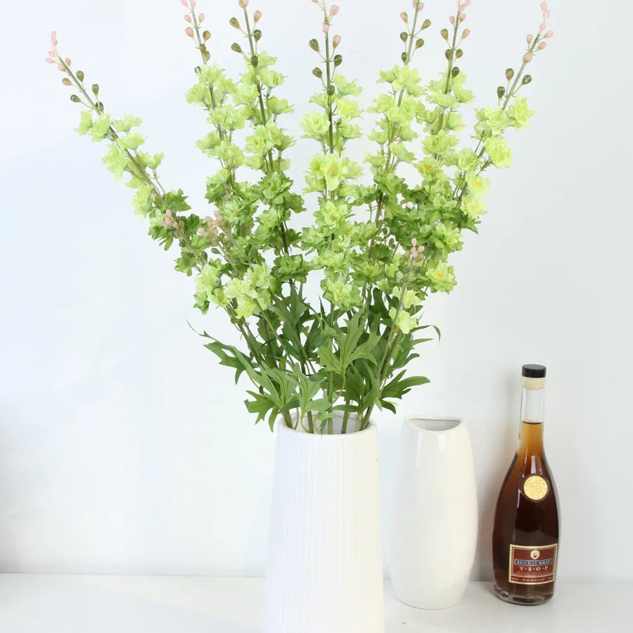 YeeNanee 32" Long Delphinium Artificial Flowers White Larkspur Silk Flowers Bulk for Tall Vase Wedding Arrangements Home Decor