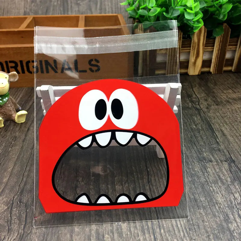 50PCS Cute Cartoon Monster Cookie Candy Self-Adhesive Plastic Bags For Biscuits Snack Baking Package Supplies Christmas Decor