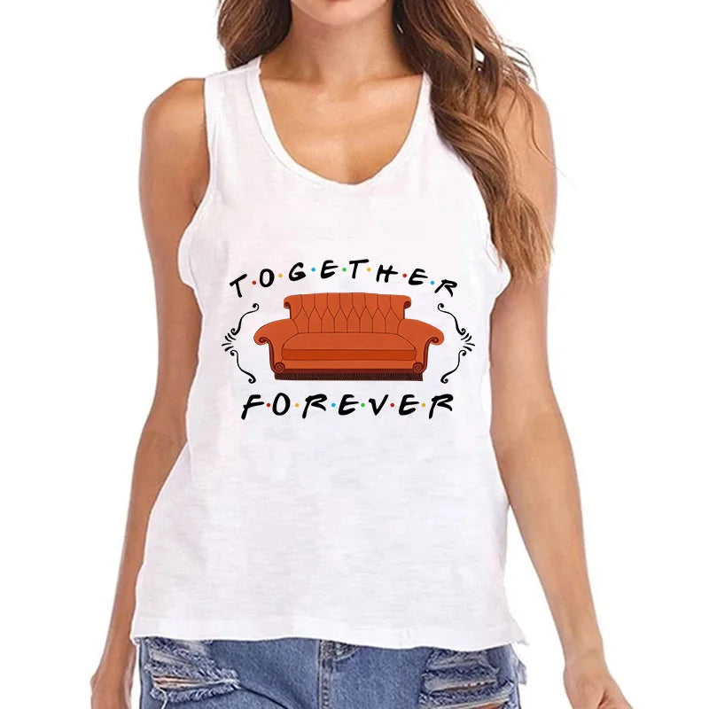 2000s Mange Tank Tops Women Friends Graphic Gothic Tshirt Friends Tv Show Y2k Vest T Shirt Funny Fashion Harajuku T-shirt Female