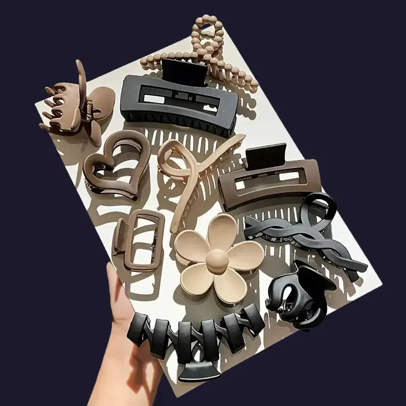 11Pcs Assorted Hair Claw Clips Versatile Elegant & Cute Hair Accessories for Work Travel and Daily Photoshoots Matte Design