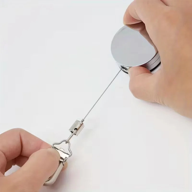 1PC Automatic Retractable Towel Rack No-Drill Self-Adhesive Wall Mounted Hand Towel Holder with Stainless Steel Cable Clamp