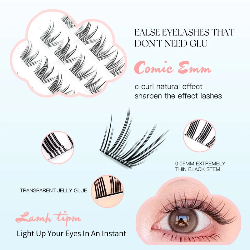80 Clusters Reusable False Lashes Self-Adhesive No Glue Individual Soft Lashes for Natural Volume Look Makeup Girls