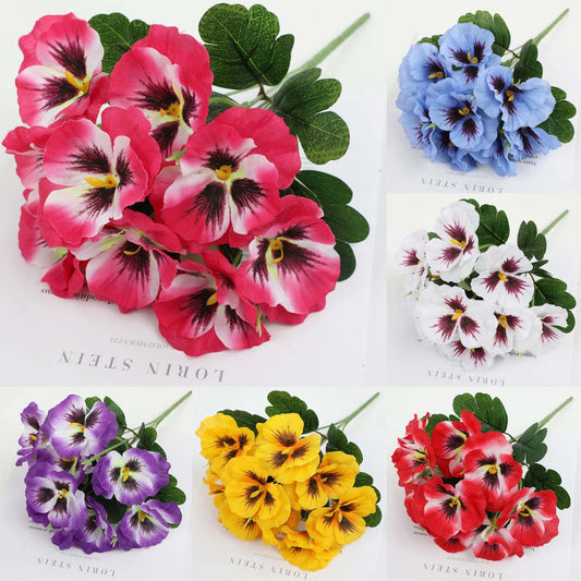 Artificial Flowers Five Fork Tricolor Violet Fake Flower Bouquet For Garden Wedding Parties Scene DIY For Porch Room Table Decor