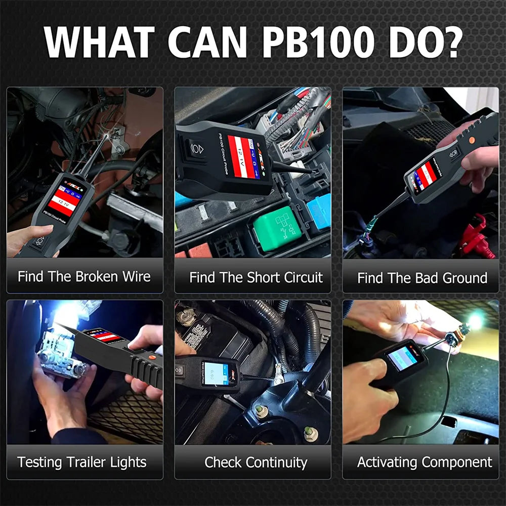 Ancel PB100 Automotive Circuit Tester Power Circuit Probe Kit Electrical System Diagnostic Tool 12V 24V Voltage Power Scanner