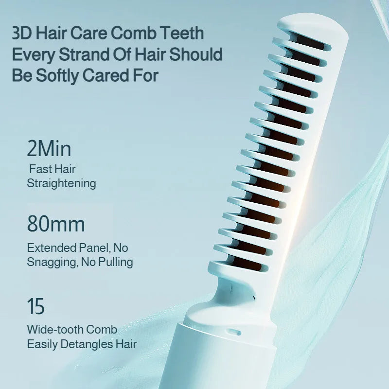 USB Wireless Hair Straightener with Curling and Straightening 2-in-1 Travel Portable Rechargeable Curling Iron  for Less Frizz,