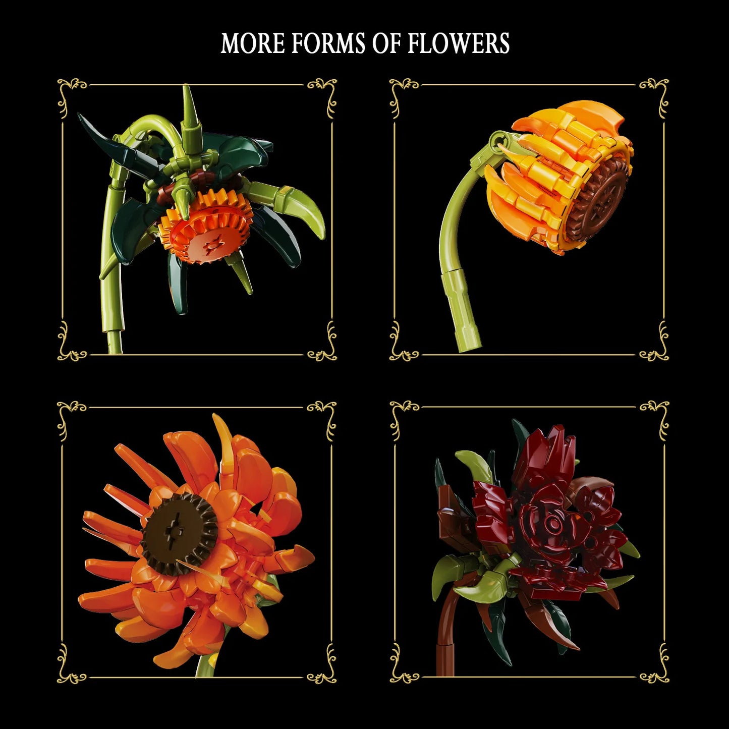 1049PCS Sunflower Botanical Building Blocks Model Toys Home Decor Artificial Flowers Bricks Ornaments Ideal Christmas Gifts