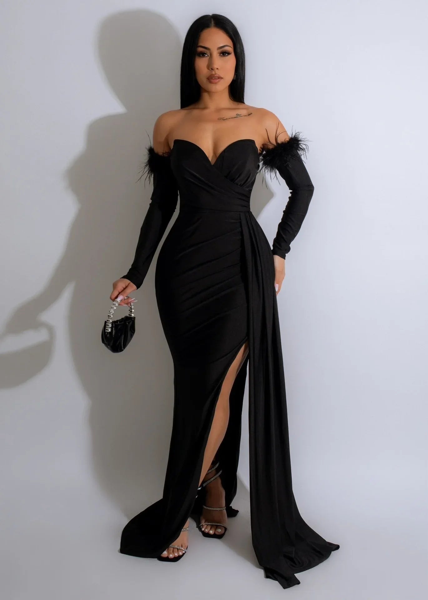Elegant Birthday Evening Night Dresses for Women Wedding Gown Long Christmas Maxi Bodycon Prom Party Dress with Sleeve