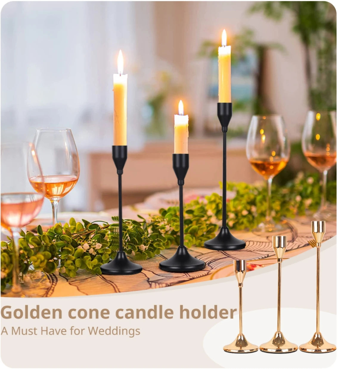 3Pcs/Set European Style Metal Candle Holders Candlestick Fashion Wedding Table Candle Stand Exquisite Candlestick Christmas Tabl