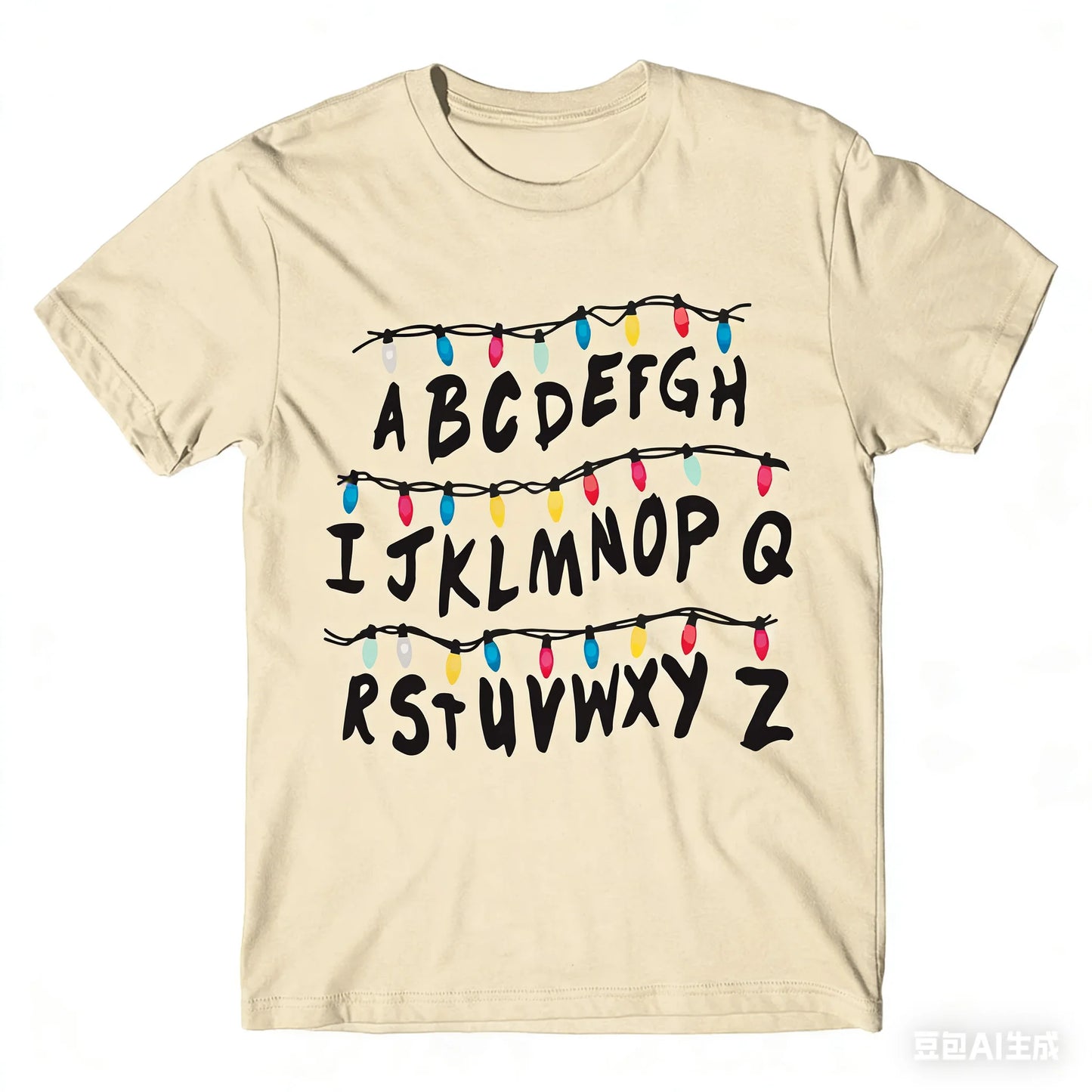 TV Drama Peripheral Stranger Christmas Light 100%cotton men's shirt short sleeve oversized Women's Short Sleeved Cheap Tshirt