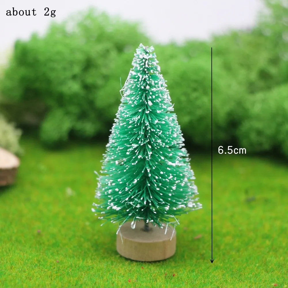 1Pcs "Merry Chrismas" Sisal  Simulation Christmas Tree Miniature Scene  Snowflakes Little Pine Needle Tree Dollhouse Decor