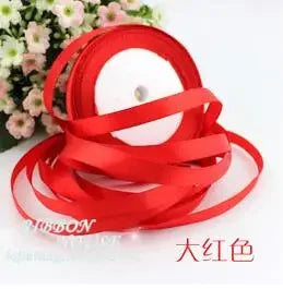 22m Long Pink Silk Satin Ribbon 10mm Wide Party Home Wedding Decoration Gift Wrapping Christmas New Year DIY Material Supplies