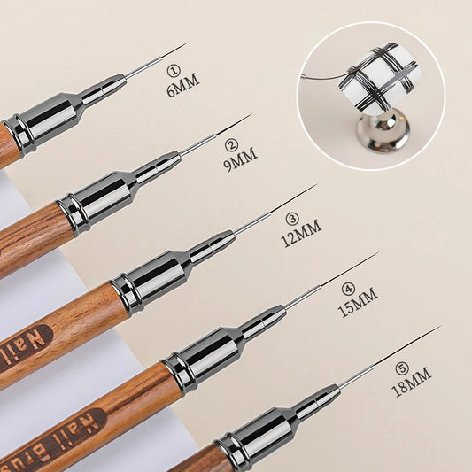 Nail Brush Wood Handle Gel Nail Art Liner DIY Painting Brush Drawing Lines Stripe Flower Painting Pen UV Gel Manicure Salon Tool