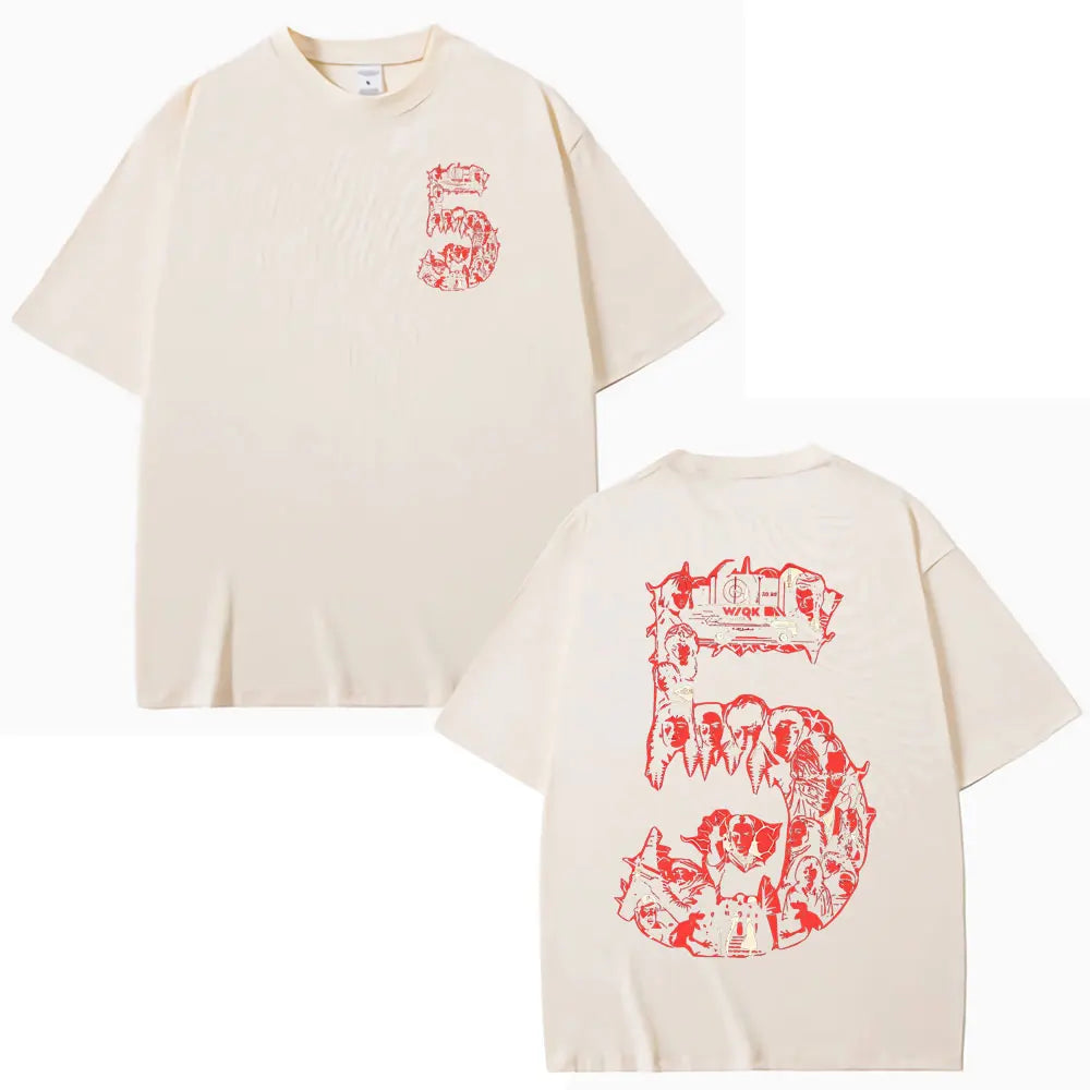 American TV Series Season 5 Eddie Munson The Demogorgon T-shirt  Men Women Clothing Cotton Casual Short Sleeves T-shirts Tops