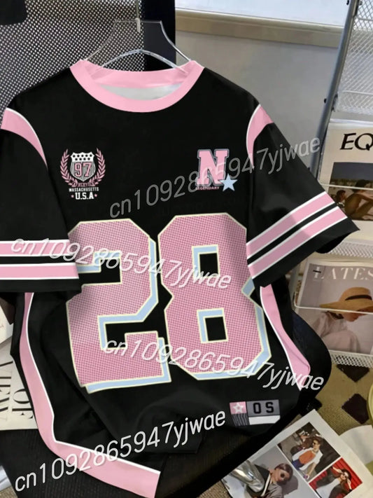 Summer New Women Number 88 Personality American Casual Digital Print T Shirt Summer Women Beach Girl Short Sleeved Top