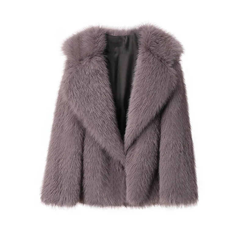 2025 New Winter Women's Fur Coat Fashion Temperament Lapel Solid Color Women Fur Coat Fur & Faux Fur Coat Feminine Elegance H368