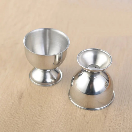 4pcs Handy Stainless Steel Boiled Egg Cups Stand Rack Eggs Holder Egg Holder Kitchen Breakfast Cooking Tool Mini Liquor Wine Cup