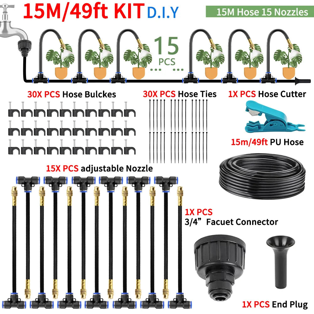 DIY Free Bending Universal Spray Kit For Greenhouse Garden Flowers Plant Watering Irrigation Patio Misting Cooling System