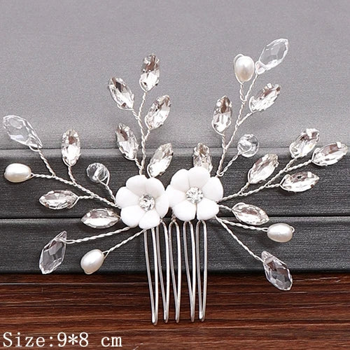 Wedding Hair Combs Bridal Hair Accessories For Women Hair Jewelry Silver Color Pearl Rhinestone Head Jewelry Women Accessories