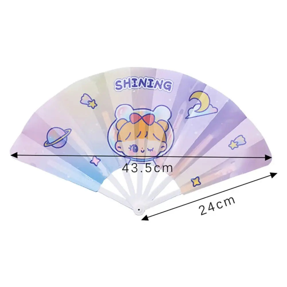 Gifts Folding 7-fold Fan Cute Cartoon PP Hand Held Fan Home Decoration Plastic Cartoon Folding Fan