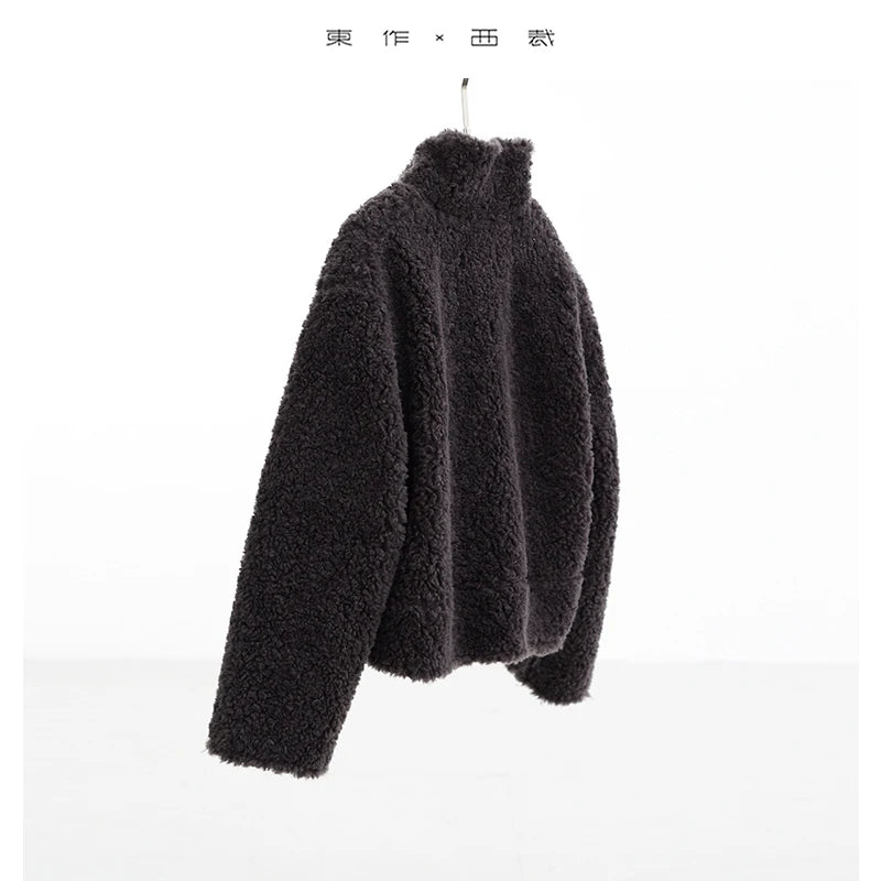 Teddy Style 100% Wool Coat ~ Women's Short Lazy-Style Jacket Loose Top Autumn and Winter New Model 2025 Faux Fur