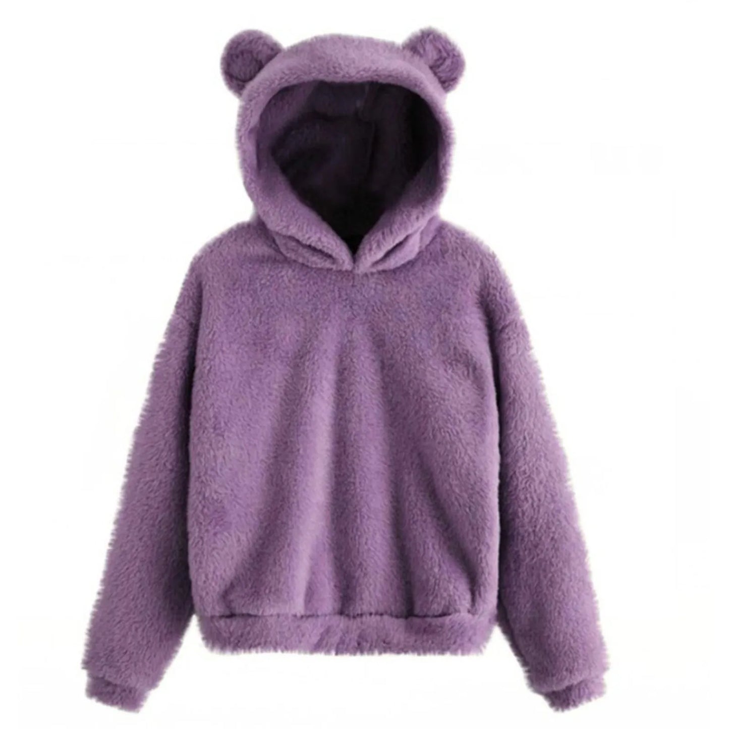 Autumn Women's Hoodies Long Sleeve Bear Ear Hood Sweatshirt Cute Plush Warm Casual Hoodie Tops Fleece Hooded Pullovers