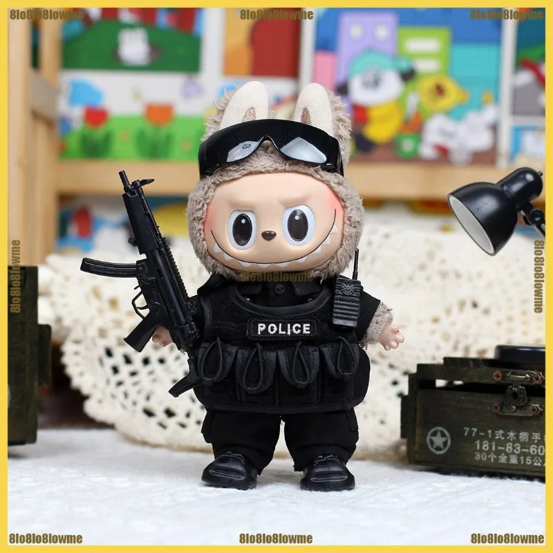 Labubu 3.0 Clothes Handsome Special Policeman Shirt Trousers Belt Shoes Set Mini Plush Doll Clothing Fashion Doll Accessories