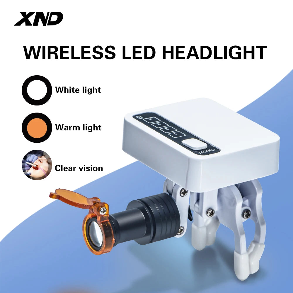 XND Wireless Clip On Headlights Medical 5W LED Oral Surgery Lights with 2 Magnetic attraction Batteries for Glasses Use
