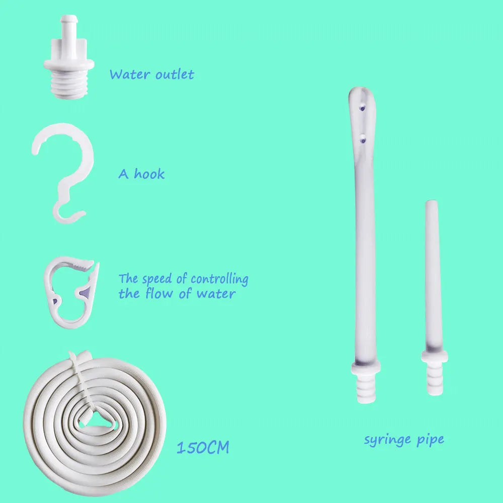 Enema Kit for Colon Detox Cleanse Enemas Enema Bag Long Silicone Hose 5 Multi-Size Reusable Tips Controlled Water Flow