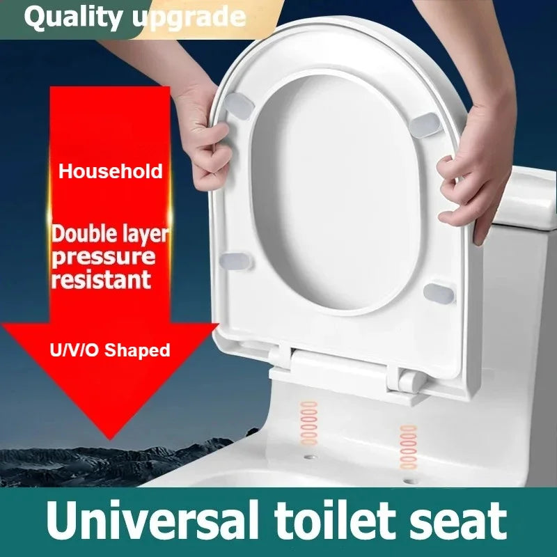 Adjustable Thickened Toilet Cover PP Slow Lowering Toilet Cover General Purpose Old Style V-U Square O Toilet Cover 1PC