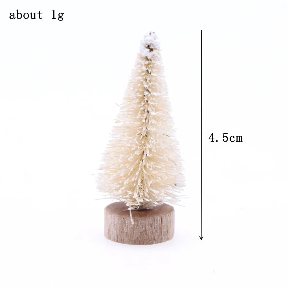 1Pcs "Merry Chrismas" Sisal  Simulation Christmas Tree Miniature Scene  Snowflakes Little Pine Needle Tree Dollhouse Decor