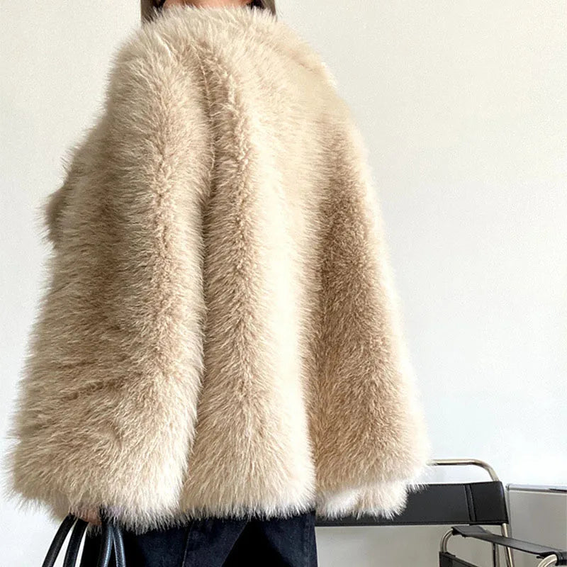 2025 New Winter Women's Fur Coat Fashion Temperament Lapel Solid Color Women Fur Coat Fur & Faux Fur Coat Feminine Elegance H368