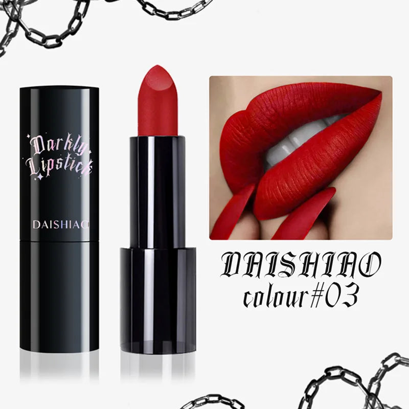 Black Dark Purple Matte Lipstick Halloween Makeup Waterproof and Long-lasting Dark Night Lipstick for Women Lip Cosmetics