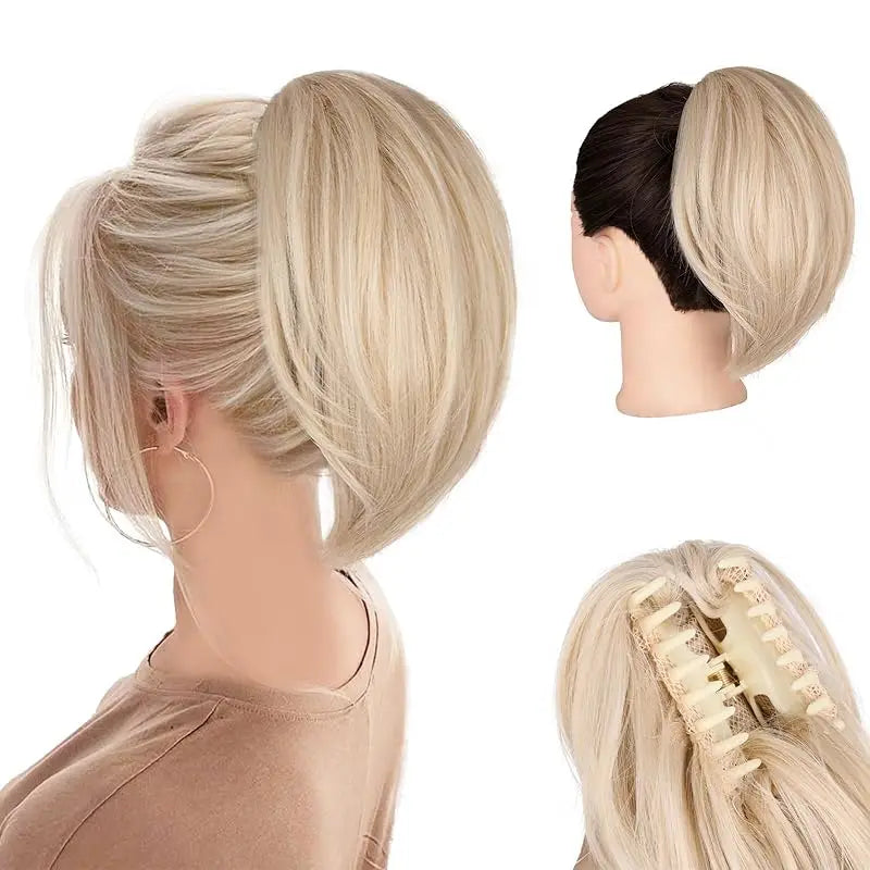 Claw-Clip Ponytail Extension For Women - Short Straight Synthetic Hair Extension, Clip-In Ponytail Extension For Every Occasions