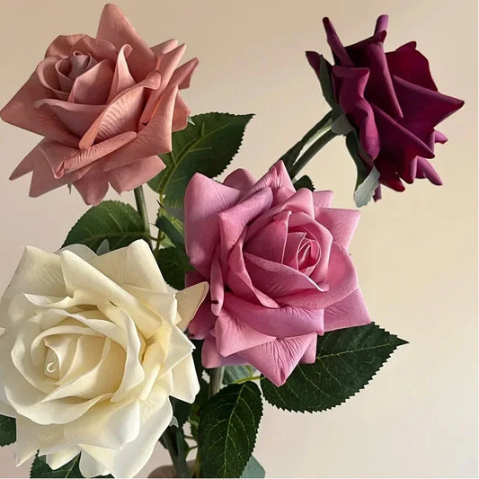 5Pcs/lot High-end Autumn Artificial Rose Real Touch Flowers Wedding Decor Bridal Bouquet Party Floral Moisturizing Rose Flowers