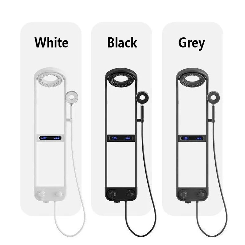 New Design High End Bathroom Gray Shower Set Round Shower Head Bathtub Hot and Cold Brass LED Display Mixer Faucet Shower System