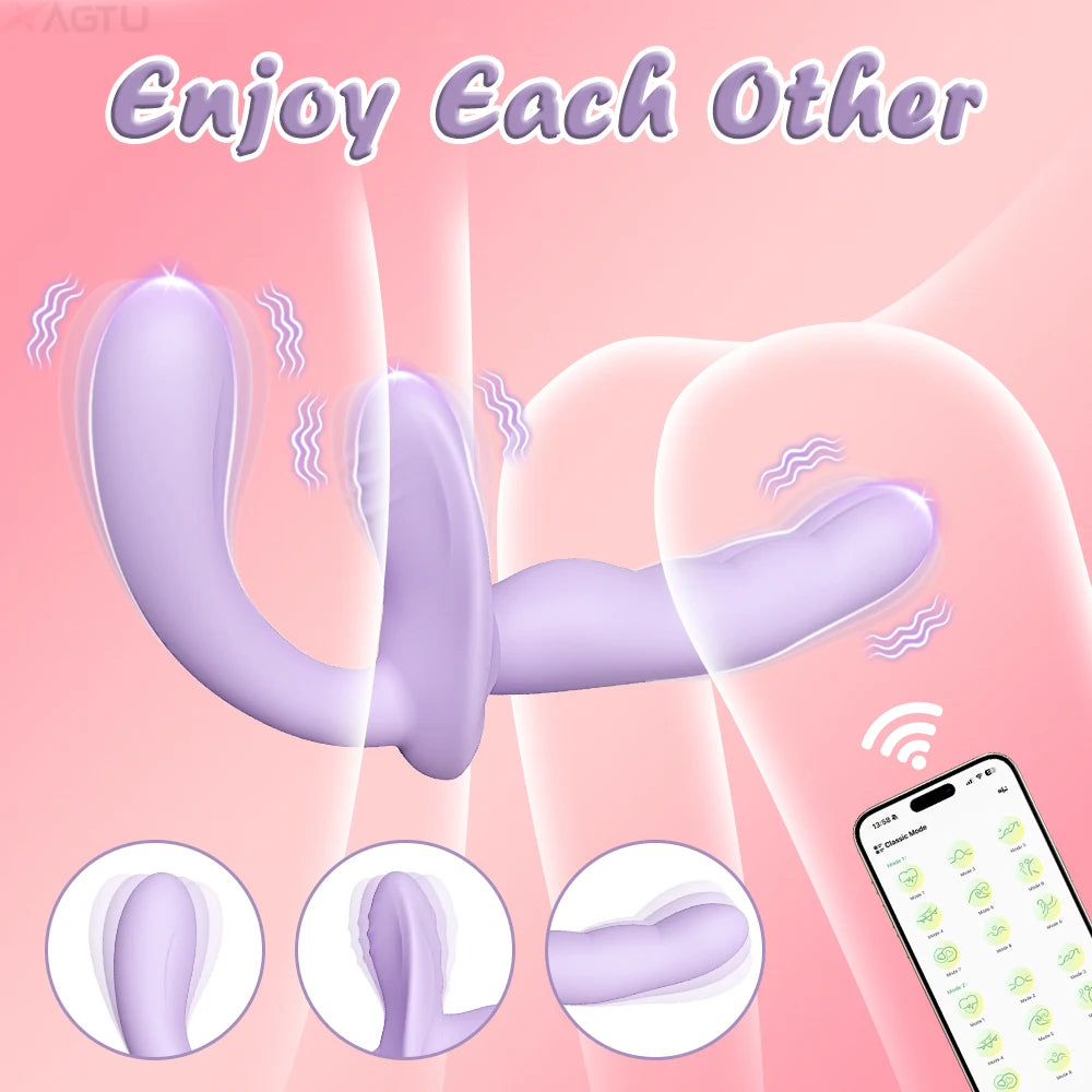 Wireless 3 in 1 Dildo Vibrator Double-Ended Vibrators for Women Lesbian G-Spot Dildos Couples Female Masturbator Adults Toy 18+