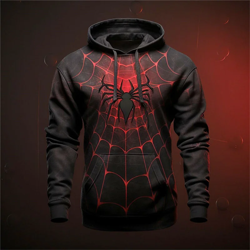Autumn Fashion Sweatshirts For Men 3D Print Spider Pattern Leisure Cosplay  Oversized Hoodie Hip Hop Trend Harajuku Streetwear