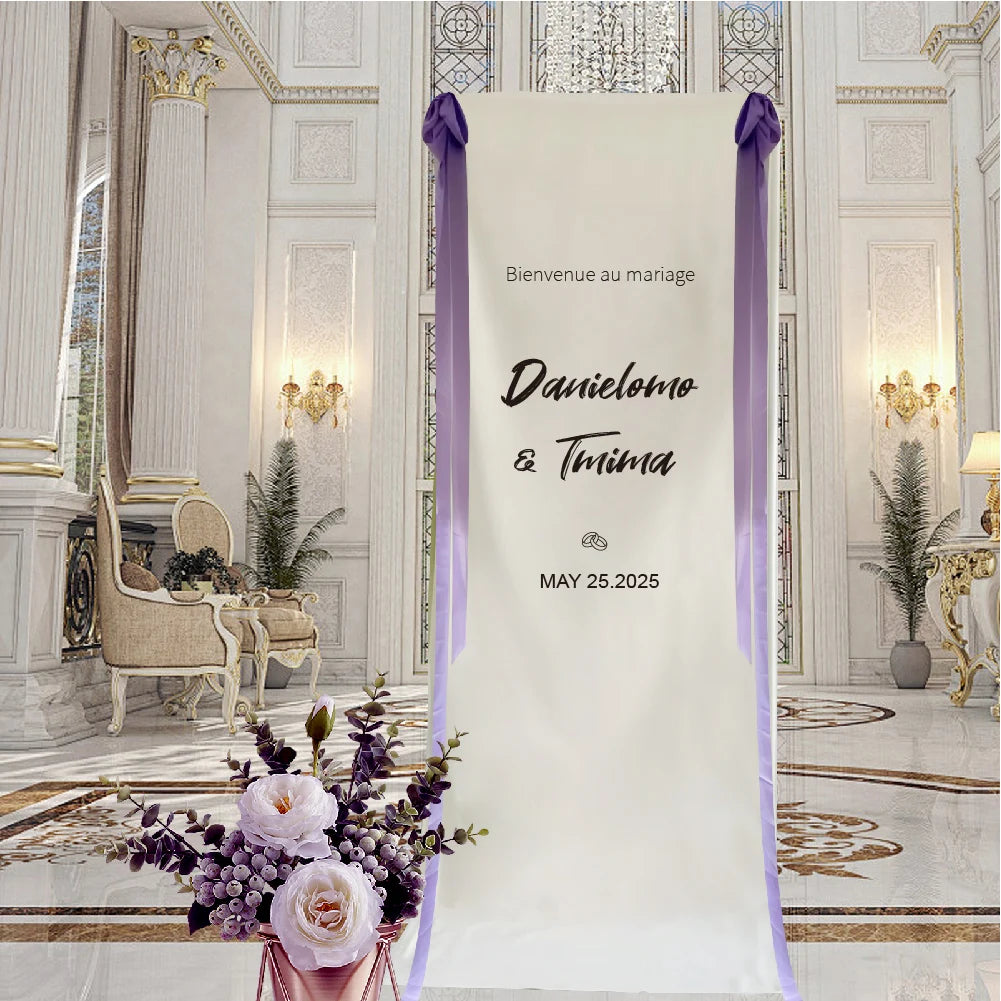 Wedding Customization, Welcome Sign with Free Ribbon, Wedding Sign Fabric Wedding Sign, White, Event Decoration, Wedding Decoration Flag Bride Wedding Outdoor Wedding