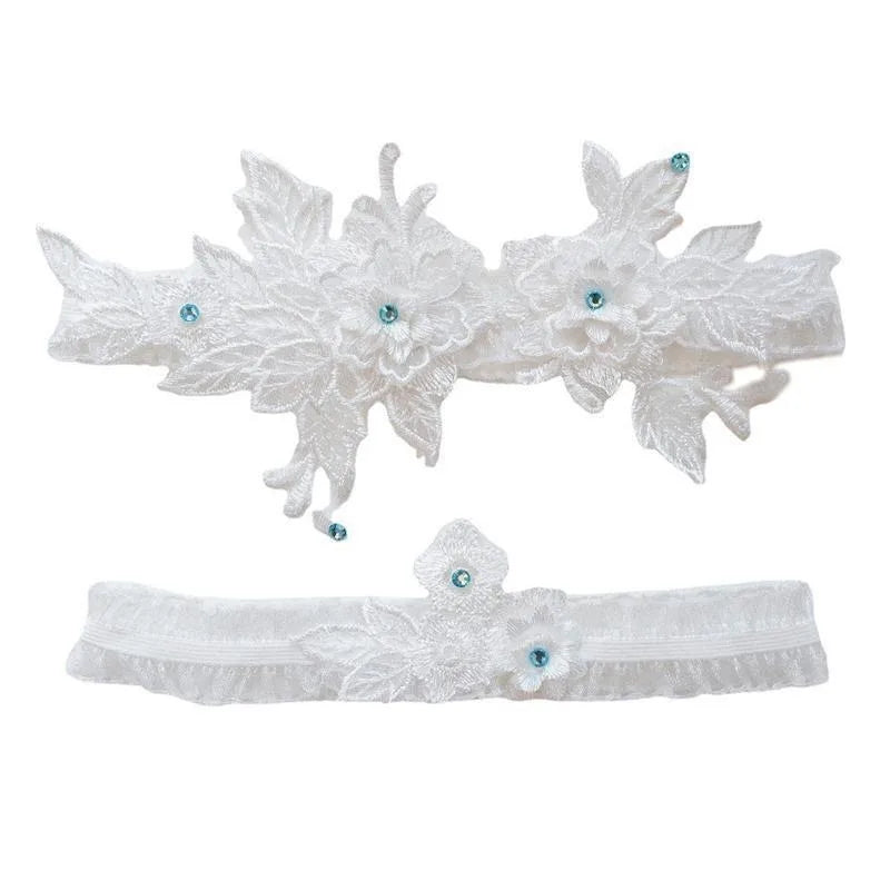 Lace Garter Belt Fashion Women Bride Sexy Lace Flower Rhinestones Wedding Thigh Leg Garter Ring For Wedding Accessories
